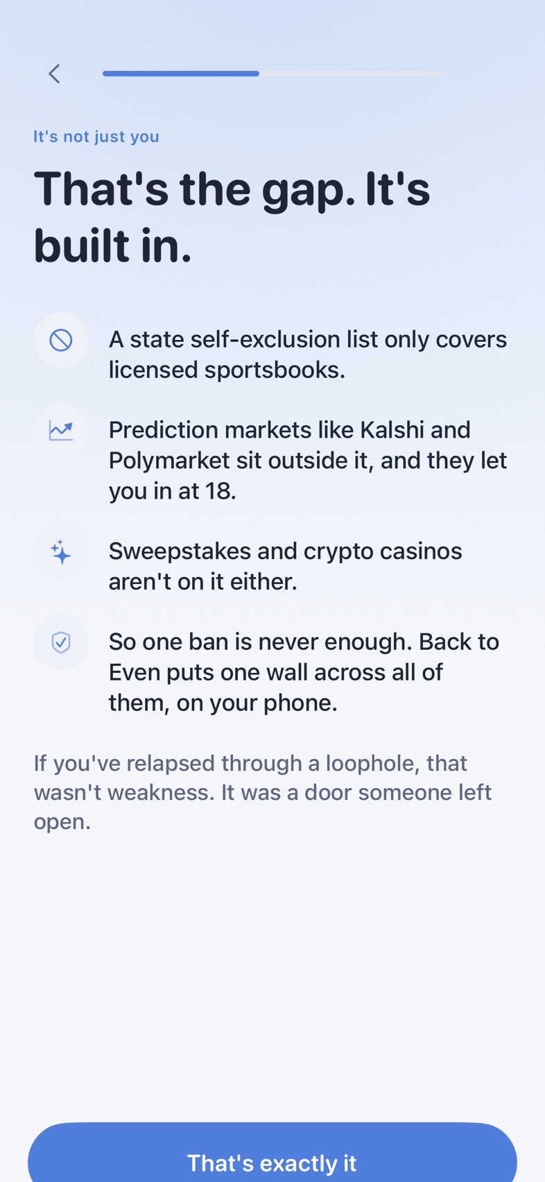 Why one self-exclusion is not enough, explained in the app