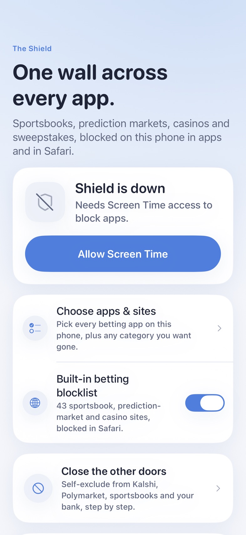 The Shield screen in Back to Even